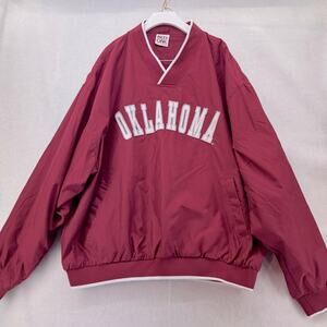 EUC Men’s Oklahoma Sooners Pullover Windbreaker Jacket Red Oak Sportswear XL